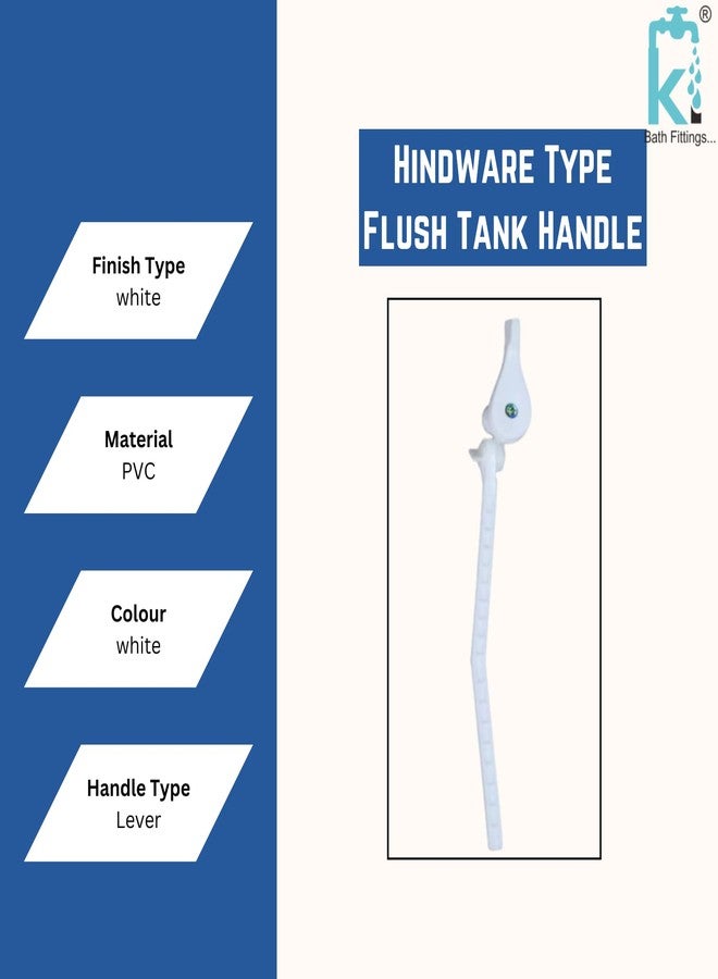 KI Plastic Flush Tank Lever Handle (Hindustan Type) - White (Pack of 1) - Image 5